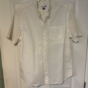 Old Navy Men's White Button Down Shirt with Subtle Pattern